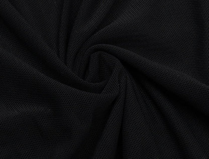 DOLLY Elegant Black Off Shoulder Short Sleeve Hollow Waist Mesh Long Dress-ALETTE