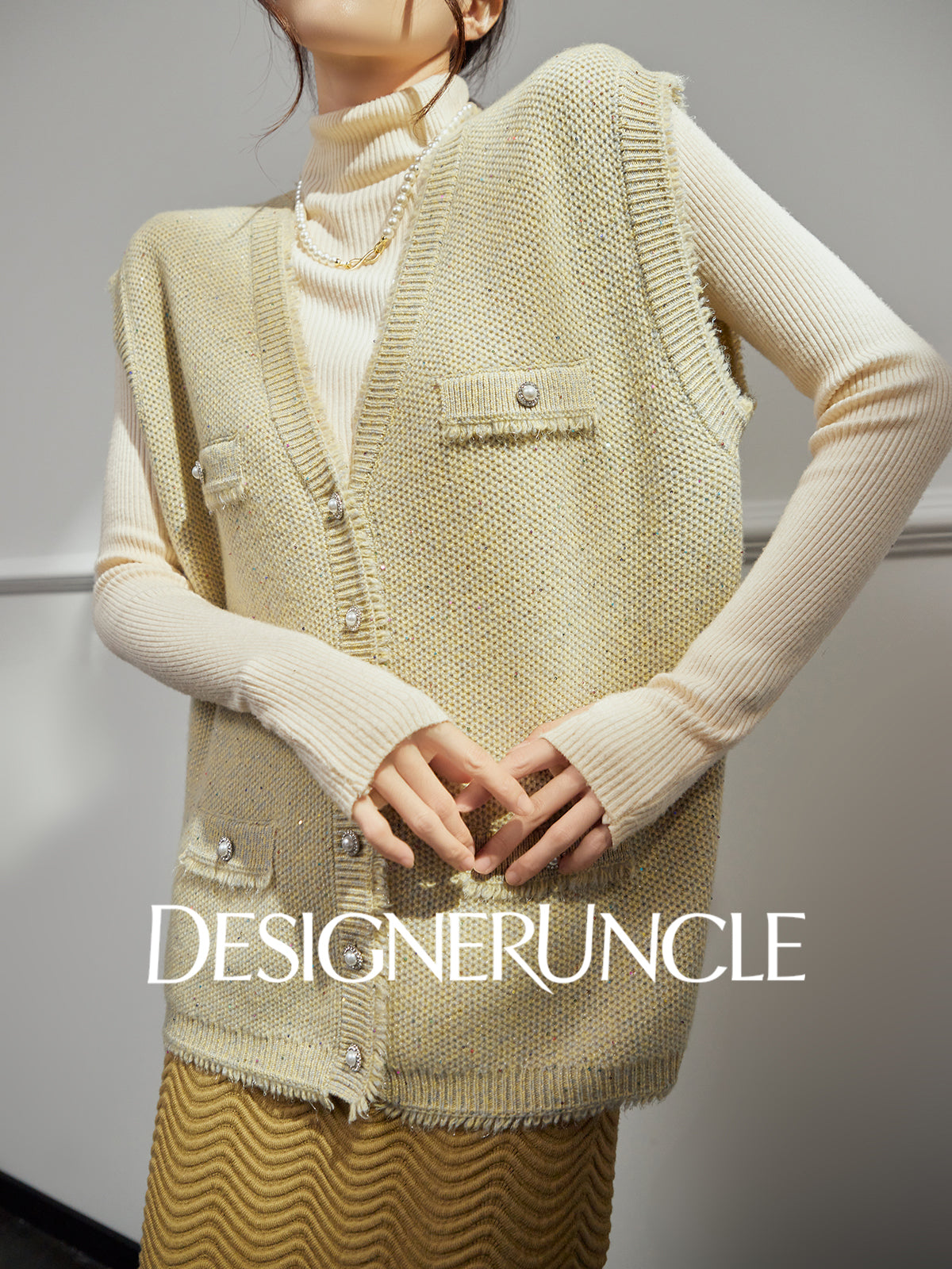 DGU Chick Yellow New Light Luxury Small Fragrance Versatile Design Sleeveless Top - Georgia.