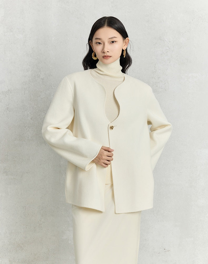 HECO winter double-sided woolen  black red apricot coat women - glory.