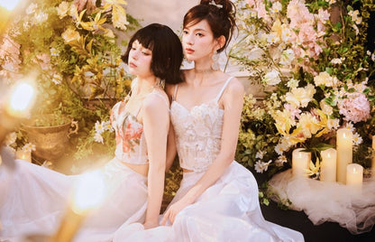 DOLLY Elegant White Natural Waist Flower Bud Long Chic Skirt-CYNTHIA  (V)