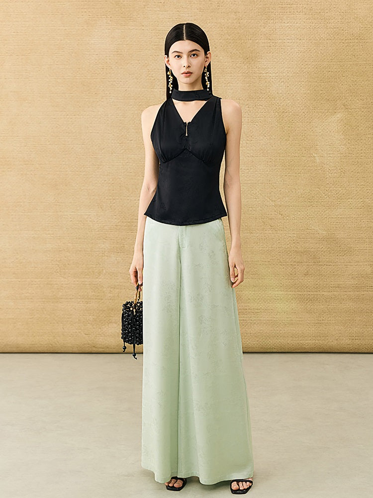 HECO Chinese high-end acetate jacquard drape slimming trousers - QUEEN.