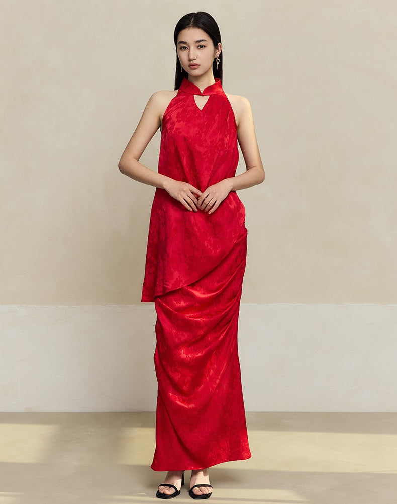 HECO Pleated red black white Skirt Slim High Waist Woman - glad.