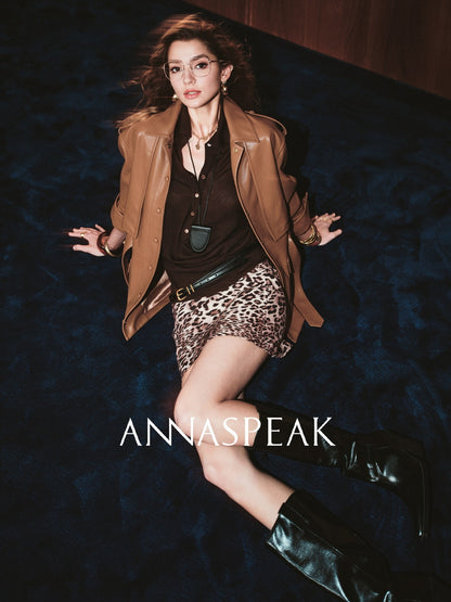 ANNASPEAK brand environmentally friendly leather silhouette jacket-LOXY.