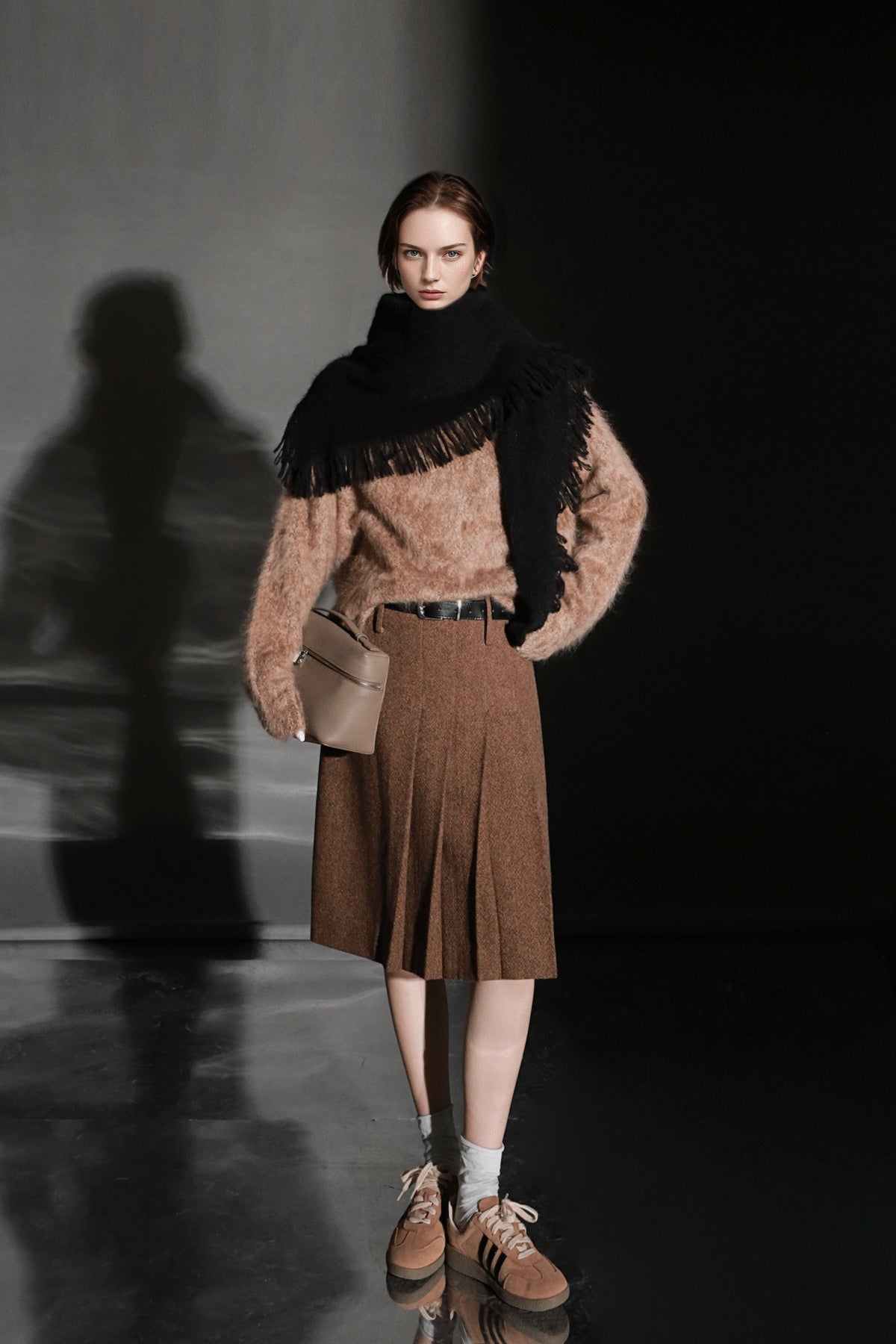 PIAOIN vintage woolen pleated premium skirt-LUCY