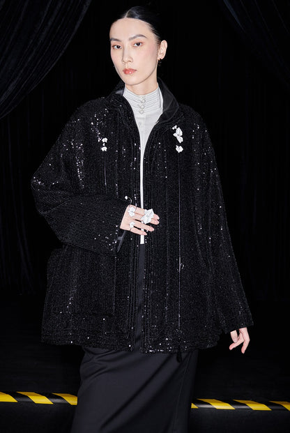 M essential Ma Kai designer Jingye embroidered fabric multi-collar structure jacket - DIVINE.