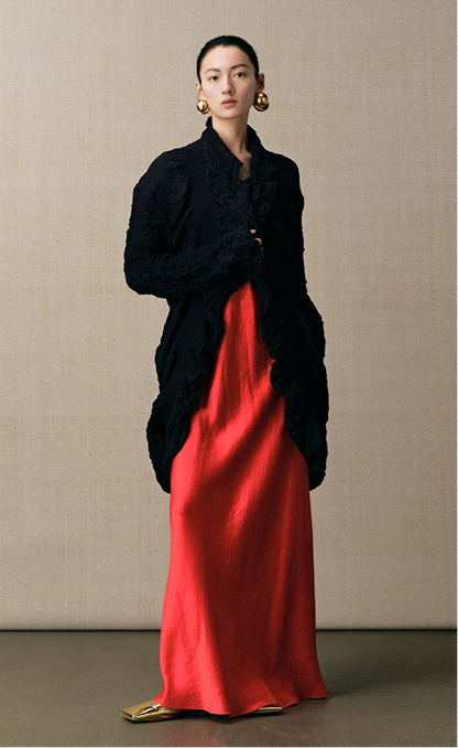 ZHUCHONGYUN light wrinkle buttoned black jacket-ROU.