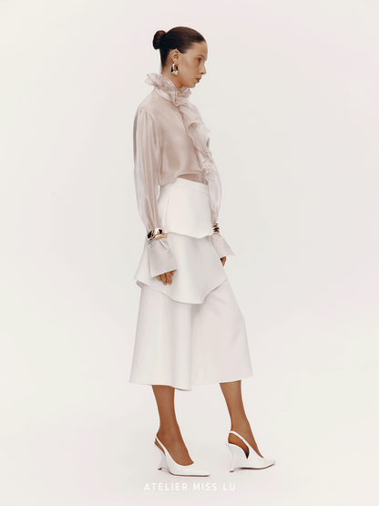 ATELIER MISS LU Court Wind Pleated Design Shirt Top - AUDIT