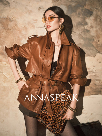 ANNASPEAK brand environmentally friendly leather silhouette jacket-LOXY.