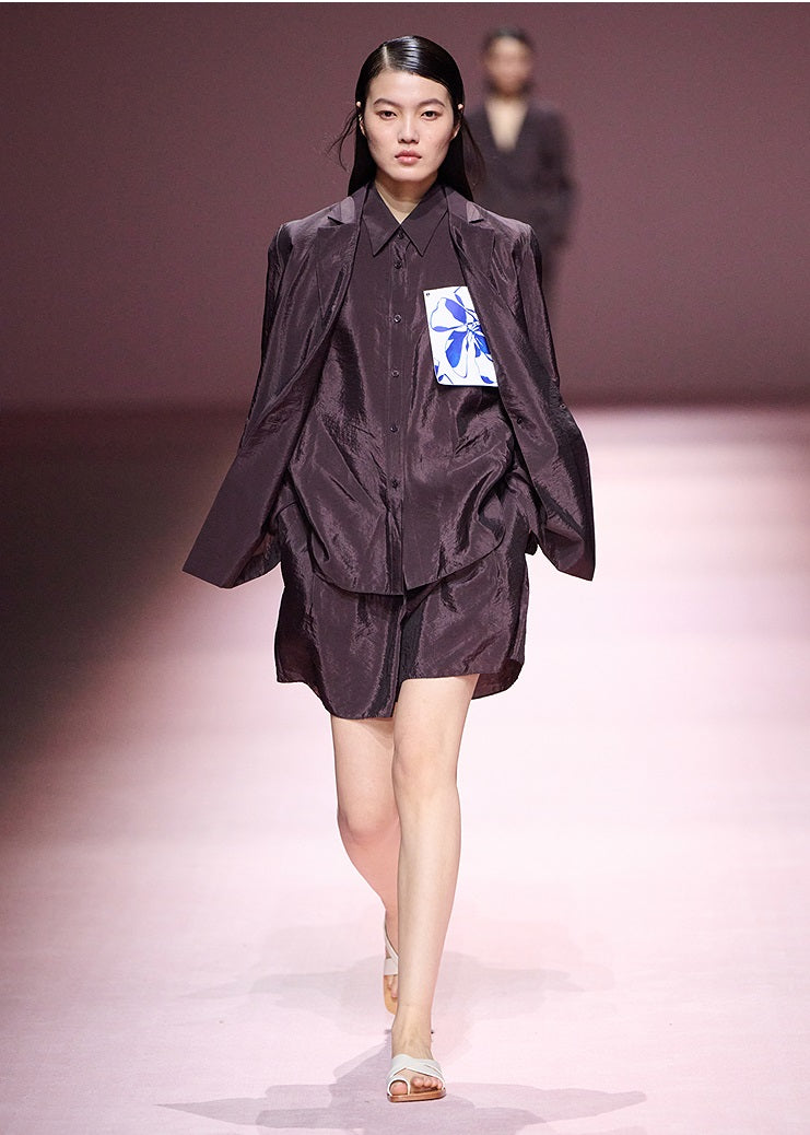 COMME MOI  summer brown high-waisted shorts - CHLOE.