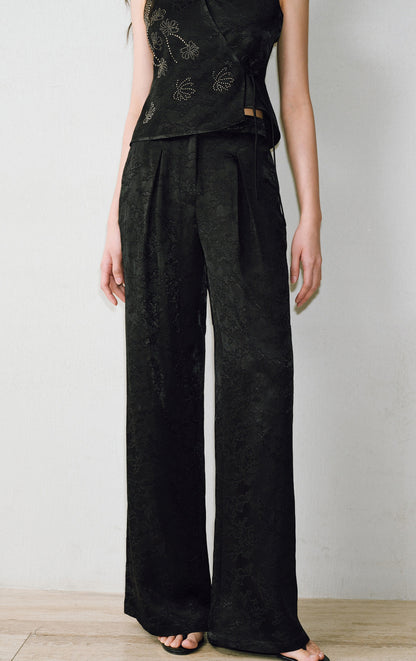 WANGXO  Cross-Strappy Top Relaxed Pants and Statement Silhouette Suits Set -ZAYA