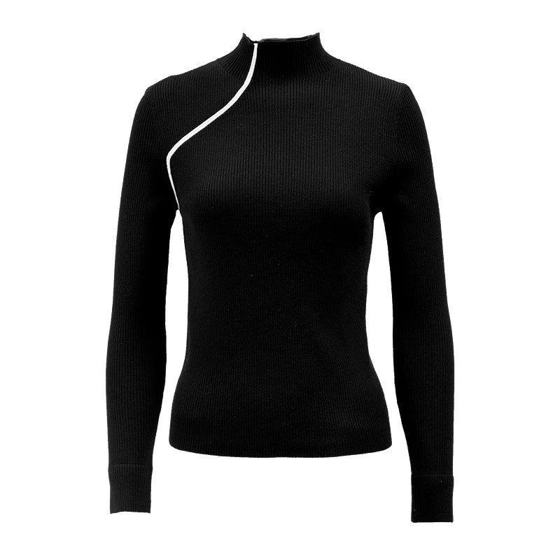 ZHUCHONGYUN Simple black slim knit top-SPIEGEL.
