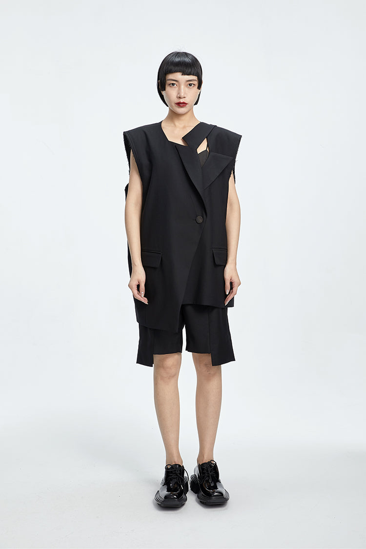 TINY IN misaligned collar silhouette midi vest women's suit -DODO