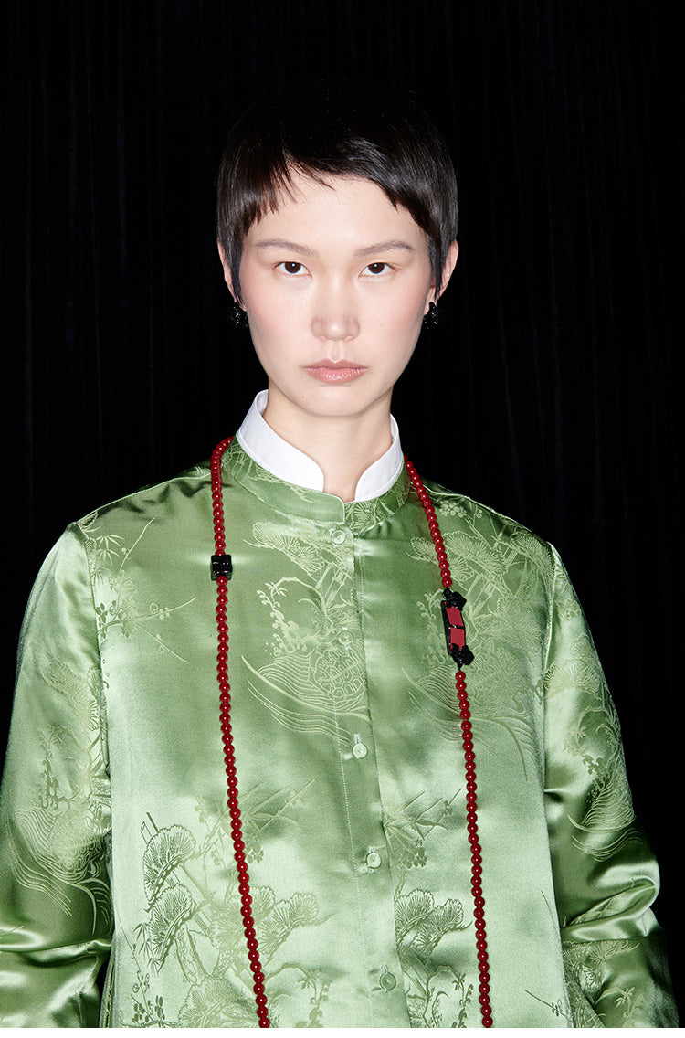 M essential Mackay luxury Jacquard stand-up collar shirt skirt pant set - eleven