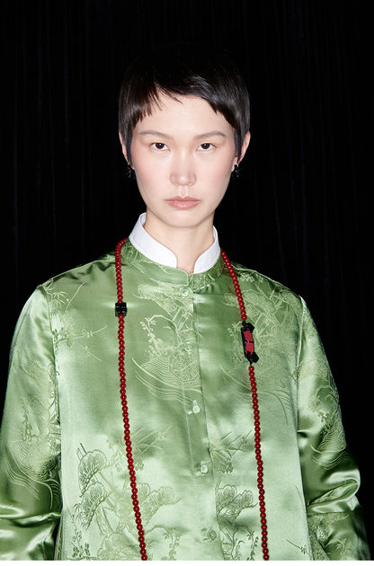 M essential Mackay luxury Jacquard stand-up collar shirt skirt pant set - eleven