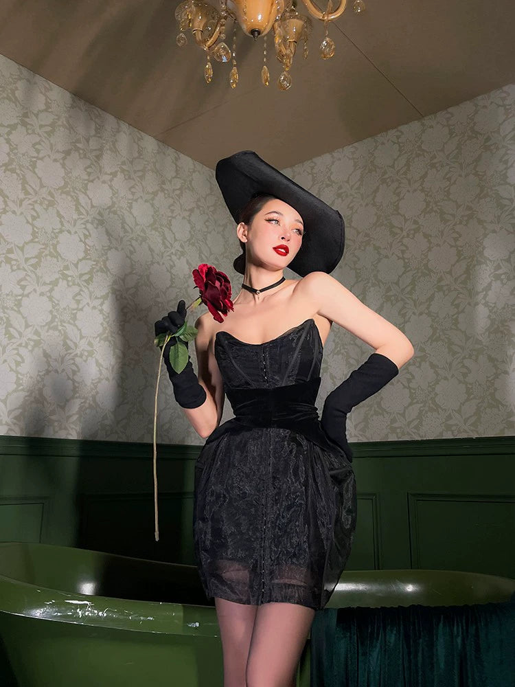 le palais  herringbone hourglass slim-fit organza dress-YEN