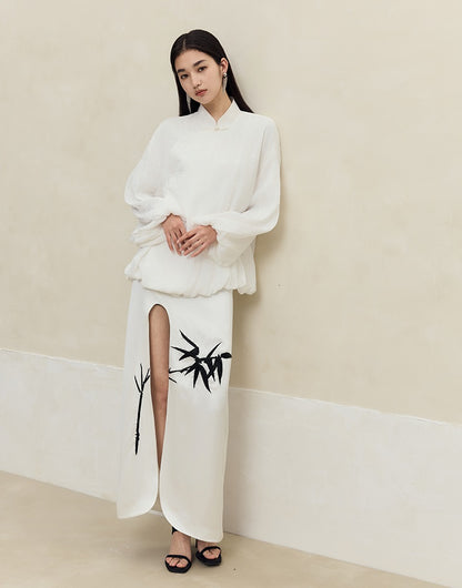 HECO Jacquard Stand-Collar Shirt Top Women - hand.