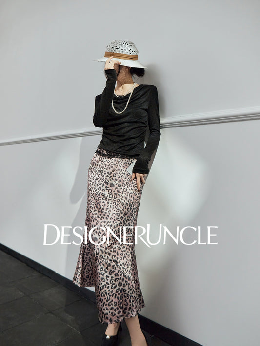 DGU |Black Sexy Lace Splicing Light Luxury Temperament Knitted Top - Brian.