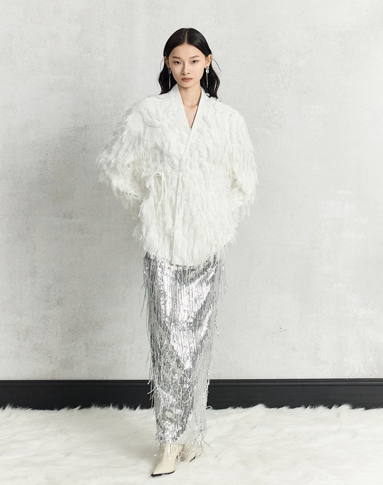 HECO Three-dimensional Tassel Fashion Top Shirt Women - flesh.