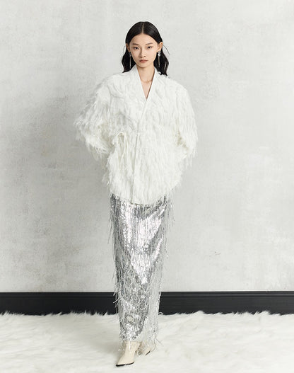 HECO Three-dimensional Tassel Fashion Top Shirt Women - flesh.