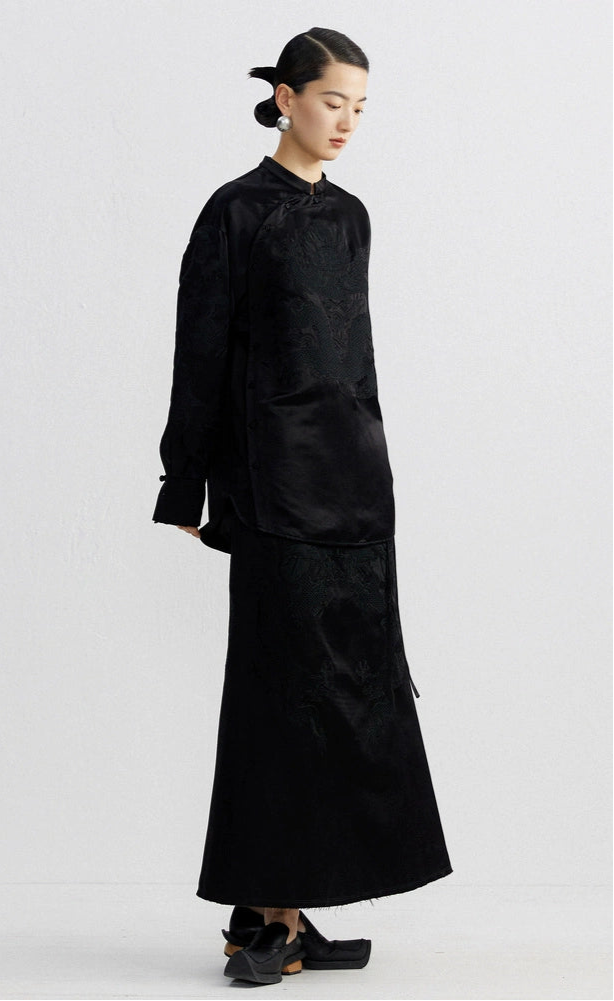 ZHUCHONGYUN  embroidered lace-up waist mermaid skirt--AEITSU.