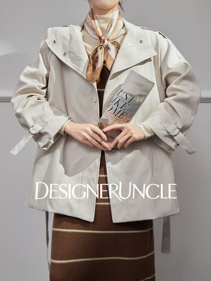 DGU "Suqi" beige trench coat loose mid-length commuter versatile slimming top - Charlotte.