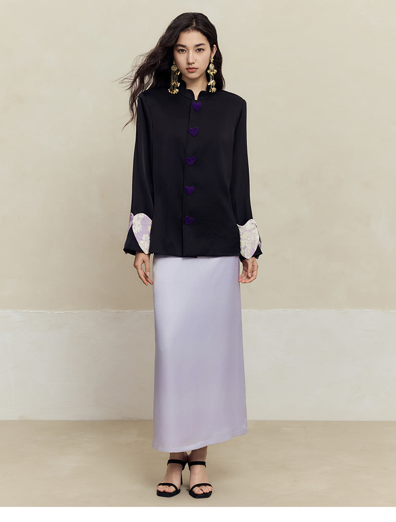 HECO Petal Stand-Up Collar Long Sleeve Blazer Women - do.