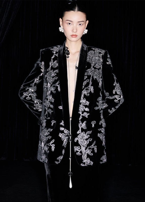 M essential Mackay designer iron orchid embroidered suit - Selima