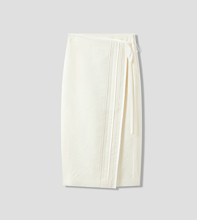 COMME MOI Lu Yan designer's new women's silk wool jacquard overlapping straight skirt - LIAM .