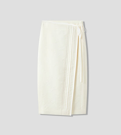 COMME MOI Lu Yan designer's new women's silk wool jacquard overlapping straight skirt - LIAM .
