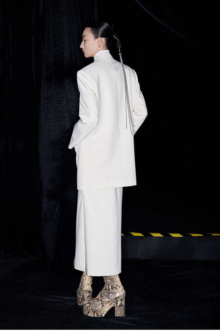 M essential Mackay designer Jiayang twill iris beads new Chinese silhouette suit - about.