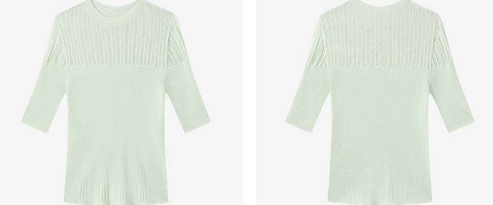 COMME MOI summer women's middle sleeve cut-out knit top - PHILIP.