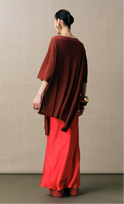 ZHUCHONGYUN one-line collar loose irregular thin top-USHER.