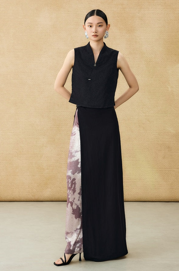 HECO Black Slit Summer High-waisted Long Skirt - MUSE.