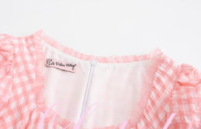 Le Palais Vintage Sweet Pink Padded Puff Sleeve Slim Fit Dress-HORIMIYA.