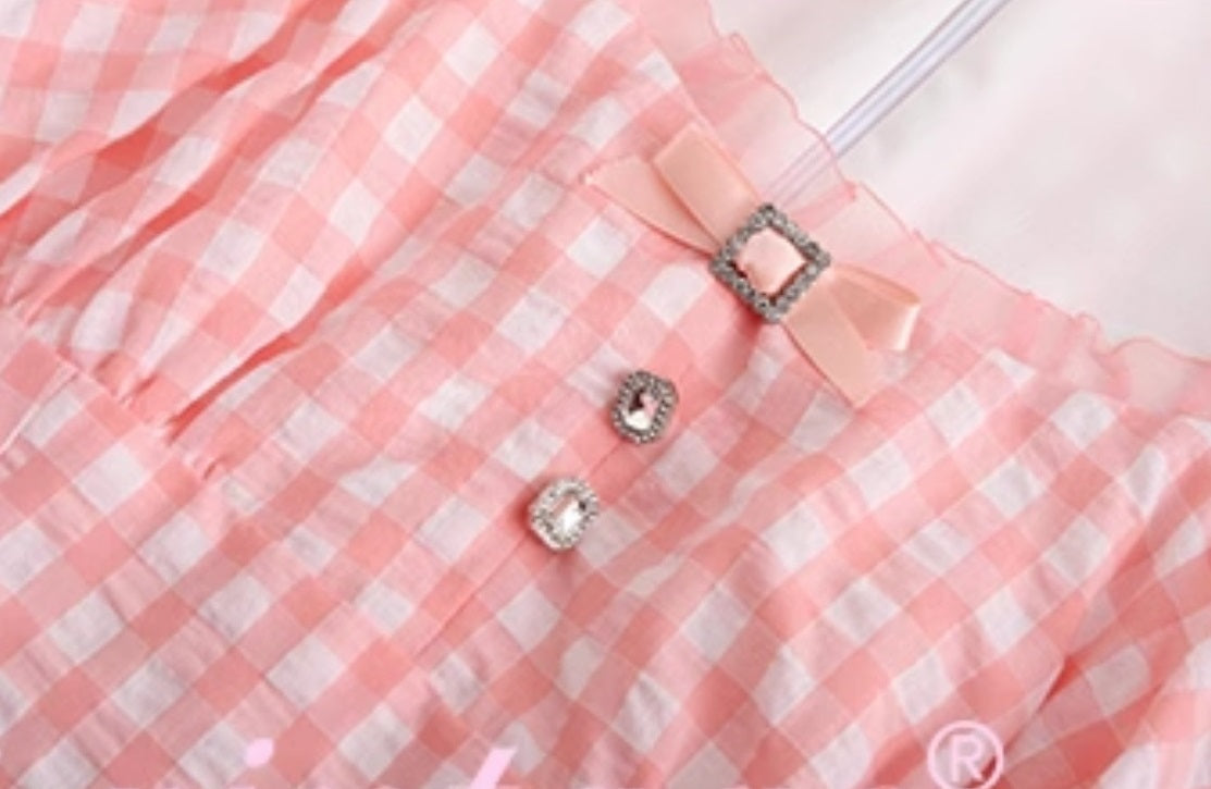 Le Palais Vintage Sweet Pink Padded Puff Sleeve Slim Fit Dress-HORIMIYA.