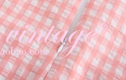 Le Palais Vintage Sweet Pink Padded Puff Sleeve Slim Fit Dress-HORIMIYA.