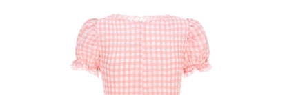 Le Palais Vintage Sweet Pink Padded Puff Sleeve Slim Fit Dress-HORIMIYA.