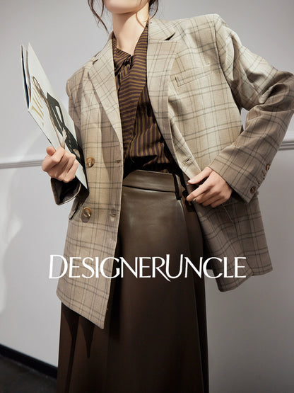 DGU|Khaki blazer new high-end niche retro trendy casual suit - JOY.