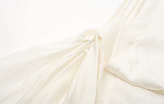 ZHUCHONGYUN White Dark Texture Pleated Sleeveless Dress-KATAKURI.