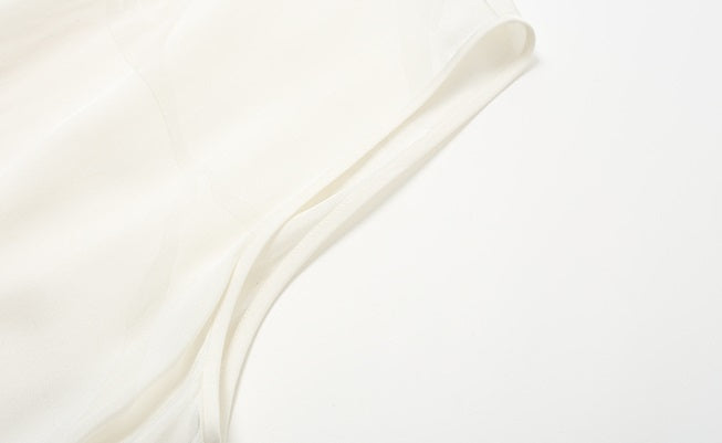 ZHUCHONGYUN White Dark Texture Pleated Sleeveless Dress-KATAKURI.