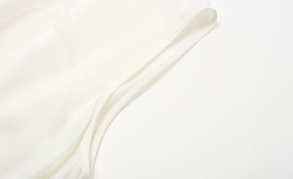 ZHUCHONGYUN White Dark Texture Pleated Sleeveless Dress-KATAKURI.