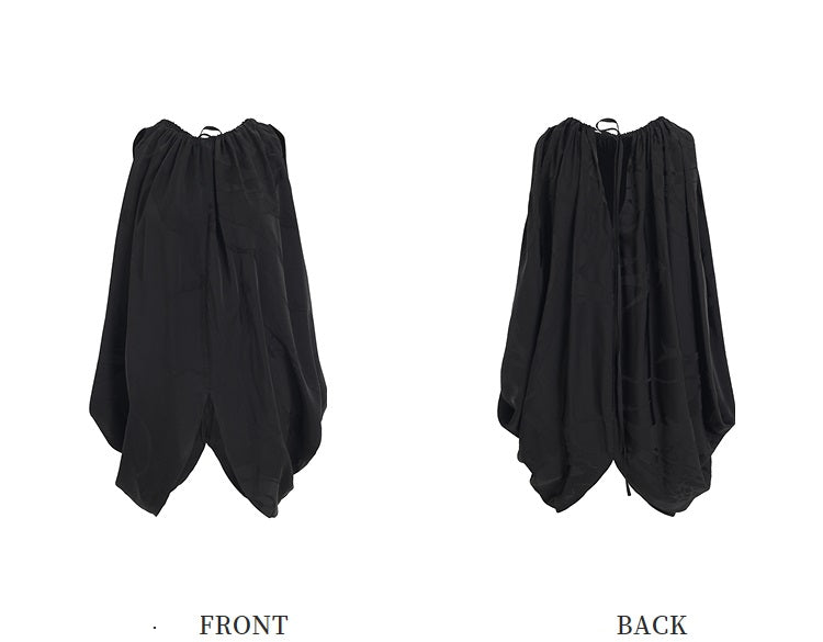 ZHUCHONGYUN  Black Jacquard Drawstring Lace-up Sleeveless Top-CHUG.