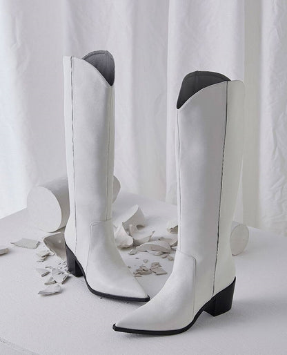 B-FEI black and white simple niche women's long cowboy boots-DAVI.