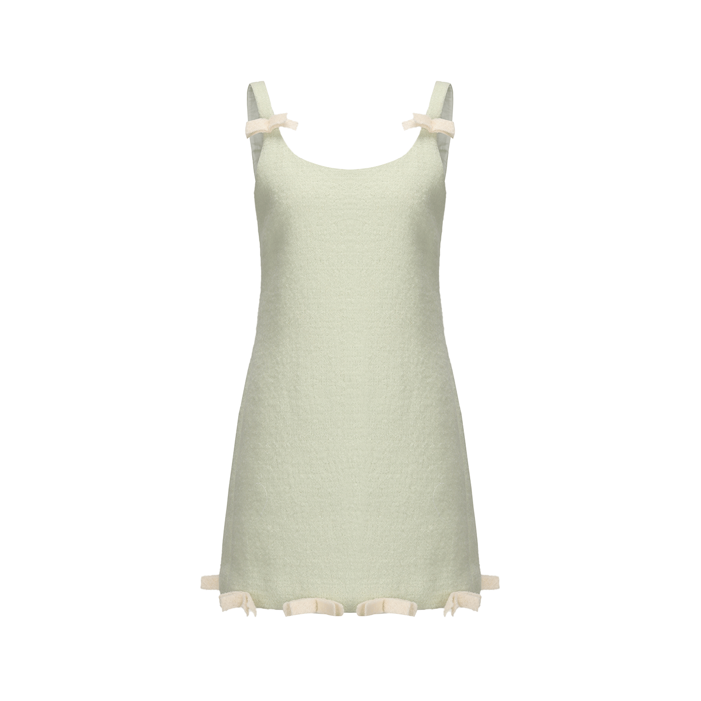 ATELIER MISS LU Bow Patchwork Sheep Wool Camisole Dress - FOGT.