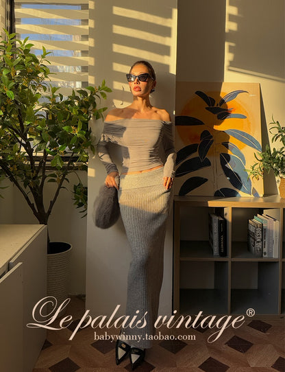 le Palais Vintage 3 off-the-shoulder Off-the-shoulder Asymmetrical Pleated Top-GEAR