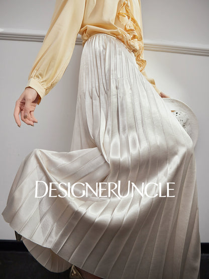 DGU "velvet" purple new retro high-waisted pleated draped commuter skirt - USOPP .