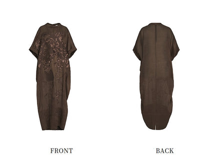 ZHUCHONGYUN summer sheer thin curled cuffs loose short-sleeved dress--SORA.