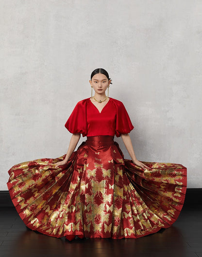 HECO  Butterfly Hanfu High Waisted Long Skirt - rain.