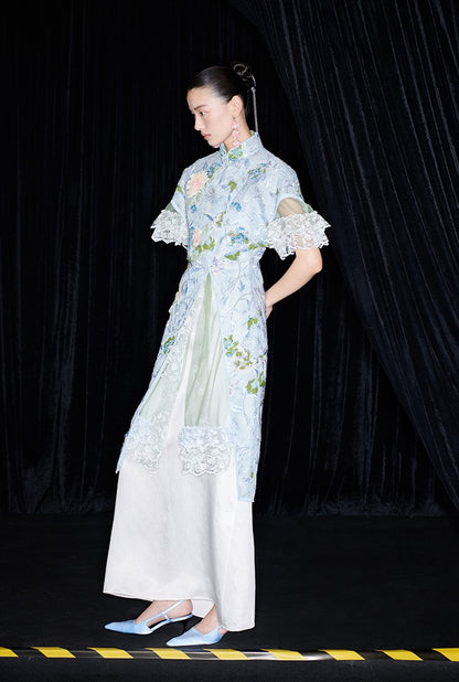 M essential Mackay designer Jiyi embroidery silk hand-dyed embroidered maxi dress - BAM.