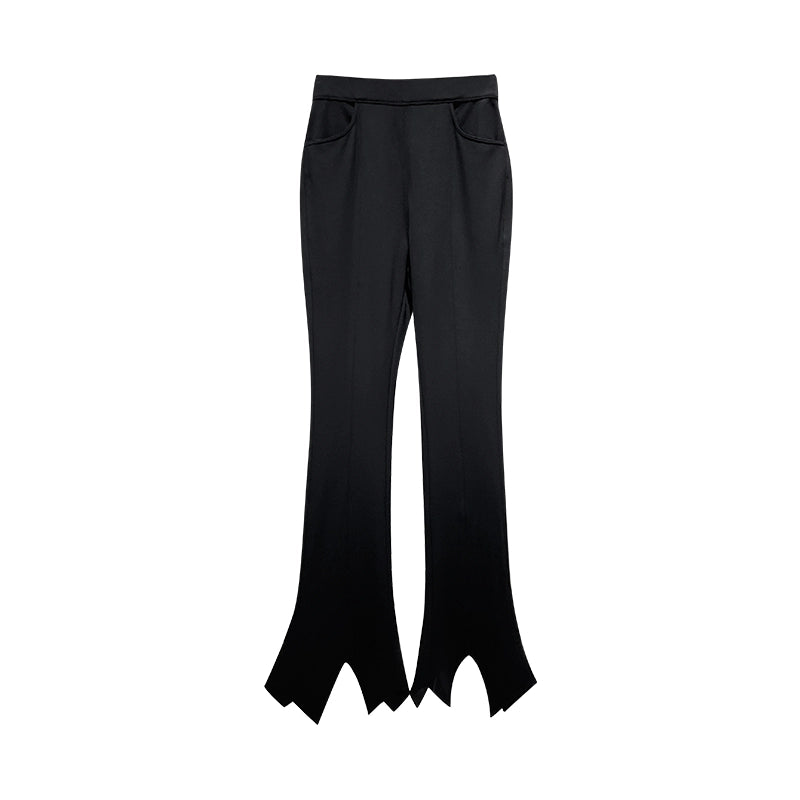 ANNAKIKI Niche Designer Black Star-Shaped Bootcut  Casual Pants-HINATA